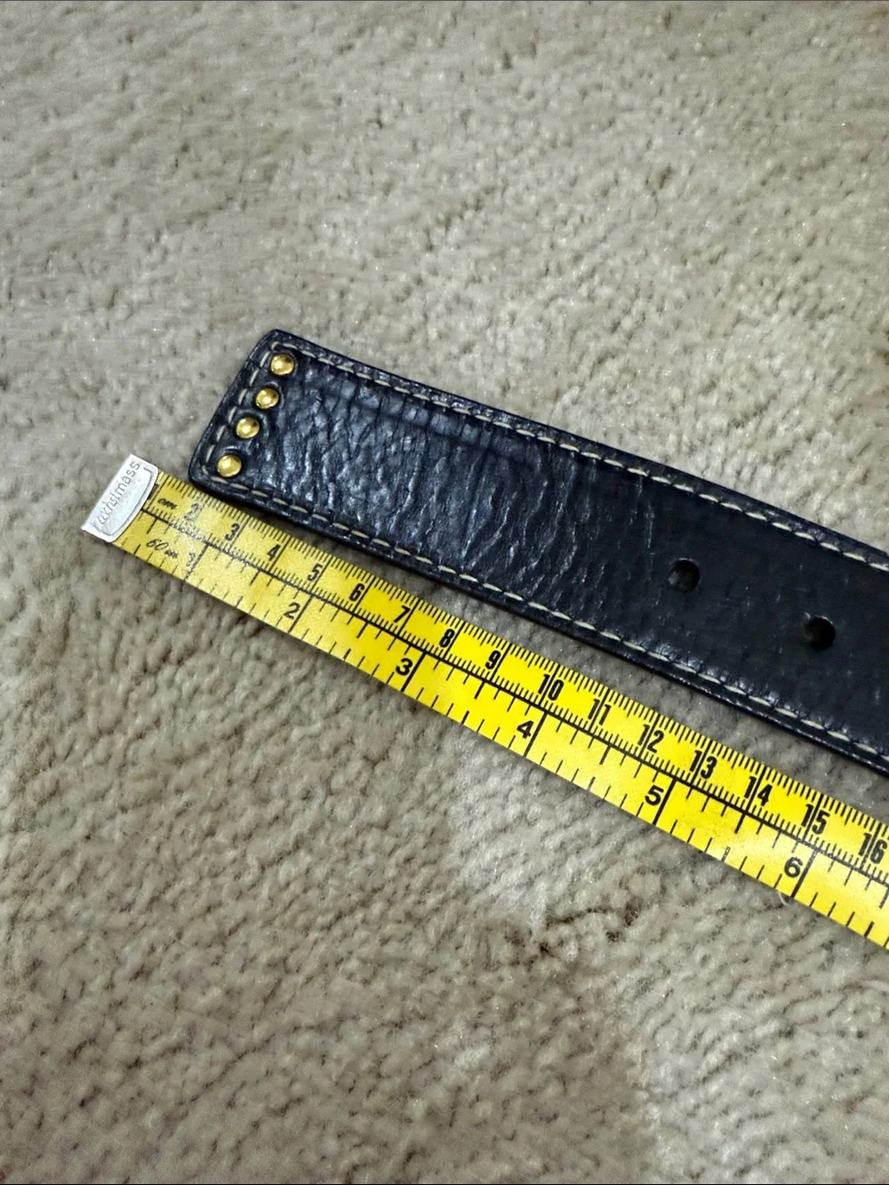 Michael Kors Black Leather Belt with Gold Studs and Buckle